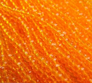 БП007НН23 Хрустальные бусины Оранжевый прозрачный 2х3 мм, 70-75 шт.