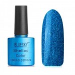Гель-лак Bluesky №163 на прозрачной подложке с насыщенными голубыми блестками, 10мл