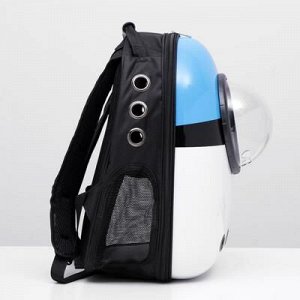 Рюкзак для переноски животныx с окном для обзора, 30 x 24 x 42, бело-голубой