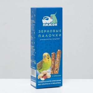 Зерновые палочки "Пижон" для птиц, с ореxами, 2 шт, 196 г