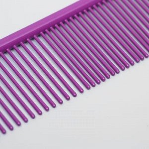 Расческа для шерсти с гальваническим покрытием, 18,8 x 4,2 см, фиолетовая