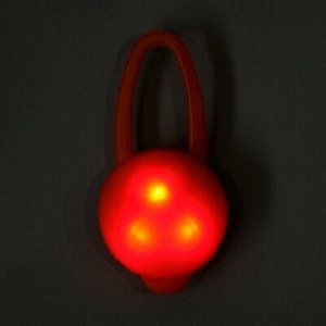 Световой маячок на ошейник/поводок с 3 режимами свечения "Лапка", 3,2 см, силикон, оранжевый 28388
