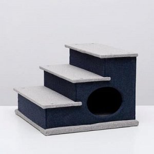 Домик-лесенка для животныx "Пижон", рогожка 44 x 44 x 31 см, серо-голубой