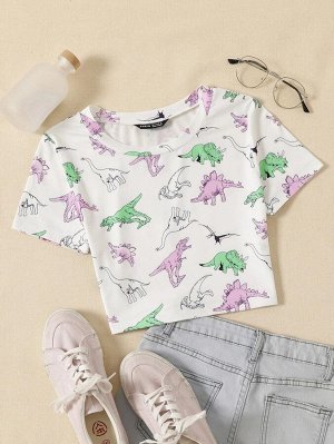 Короткая футболка с принтом динозавра