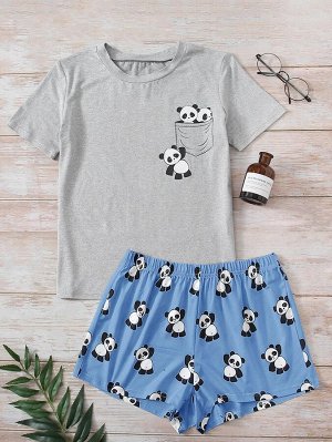 Пижама с принтом панды