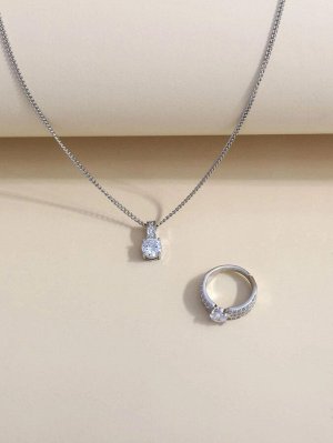 Ожерелье и кольцо с цирконом