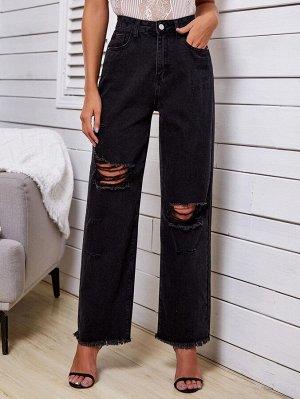 Рваные джинсы с необработанным низом