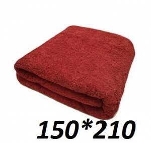 Простынь махровая бордовая 150*210
