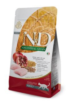 Farmina N&D AG Adult Cat Chicken & Pomegranate сухой низкозерновой корм для кошек Спельта/Овес/Курица/Гранат 1,5кг АКЦИЯ!