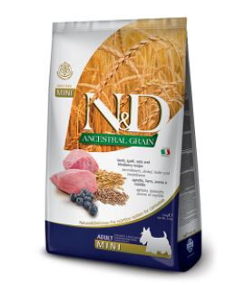 Farmina N&D Dog AG Lamb & Blueberry Adult Mini сухой низкозерновой корм для собак мелких пород Спельта/Овес/Ягненок/Черника 2,5кг