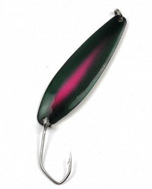 Блесна-колебалка JpFishing Salmon Trolling ST-207(7.5см, 5.6 гр, темно-зеленая, розовое перо, желтая)