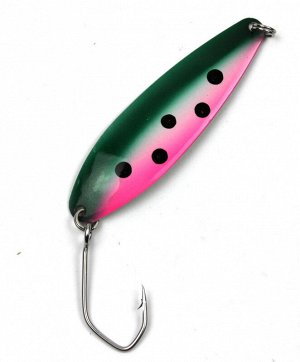 Блесна-колебалка JpFishing Salmon Trolling ST-211(7.5см, 5.6 гр, зелено-бело-розовая, черные точки, белая)