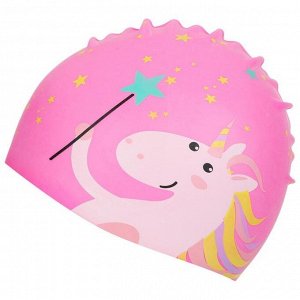 Шапочка для плавания Elous, детская, EL008, силиконовая, единорог, цвет розовый