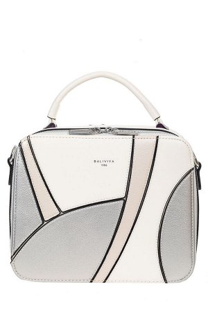 Женская каркасная сумка из экокожи с цветными вставками, цвет белый