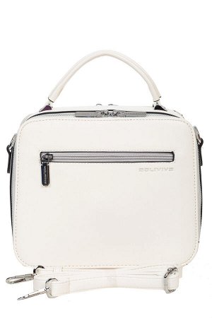 Женская каркасная сумка из экокожи с цветными вставками, цвет белый