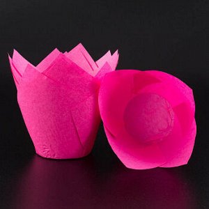 Форма-тюльпан для выпечки розовая 80*50, 20 шт.