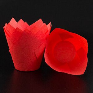 Форма-тюльпан для выпечки красная 80*50, 20 шт