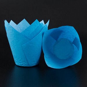 Форма-тюльпан для выпечки голубая 80*50, 20 шт