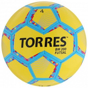 Мяч футзальный TORRES Futsal BM 200, размер 4, 32 панели, TPU, 4 подкладочных слоя, цвет желтый/зелёный