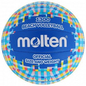Мяч для пляжного волейбола MOLTEN, размер 5, ПВХ, машинная сшивка, бутиловая камера, цвет синий/голубой/белый