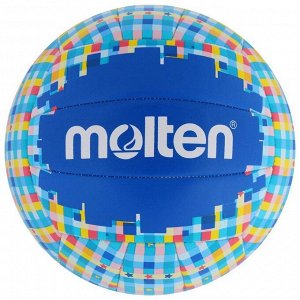 Мяч для пляжного волейбола MOLTEN, размер 5, ПВХ, машинная сшивка, бутиловая камера, цвет синий/голубой/белый