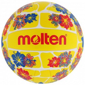 Мяч для пляжного волейбола MOLTEN, размер 5, ПВХ, машинная сшивка, бутиловая камера, цвет жёлтый/красный/белый