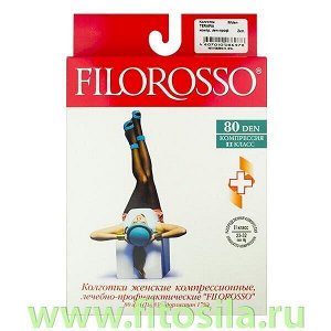 Колготки Терапия "Filorosso", 2 класс, 80 den, размер 4, черные, компрессионные лечебно-профилактические 7050