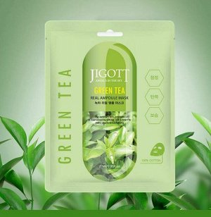 KR/ JIGOTT Маска-салфетка для лица "Зеленый чай" / GREEN TEA Real Ampoule Mask