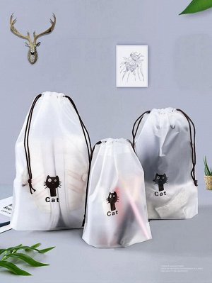 Дорожная сумка для хранения с принтом кошек 3шт