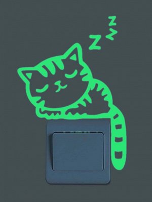 Светящийся стикер для переключателя в форме кота