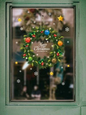 Наклейка на окно с принтом рождественского венка