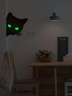 Светящаяся наклейка на стену с рисунком кошки