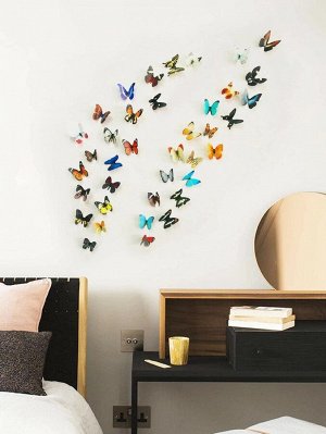 Стикер на стену с бабочкой 3D 38шт