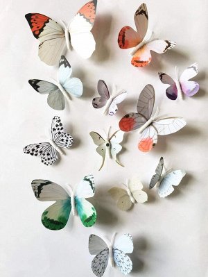 12шт стикер для стены в форме бабочки 3D