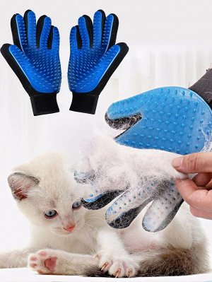 Двухцветные перчатки для груминга домашних животных 1 пара