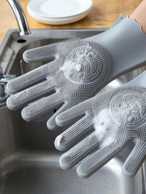 Силиконовые чистящие перчатки 1шт.
