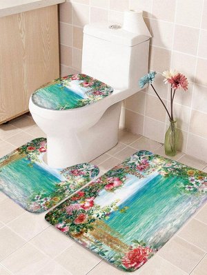 Нескользящий коврик для ванны с рисунком пейзажа 1шт