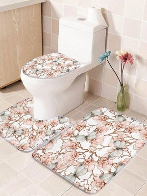 1шт нескользящий коврик для ванной с цветочным принтом