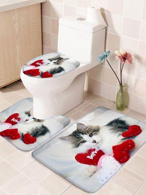 1шт нескользящий коврик для ванной с узором кошки