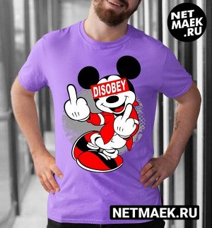 Мужская Футболка Mickey Mouse disobey, цвет сирень