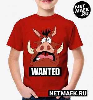 Детская Футболка Пумба wanted, цвет красный