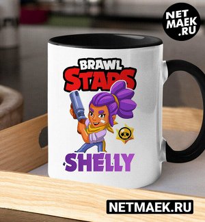 Кружка Brawl Stars Шелли, цвет черная