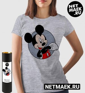 Женская футболка с принтом mickey mouse, цвет серый меланж
