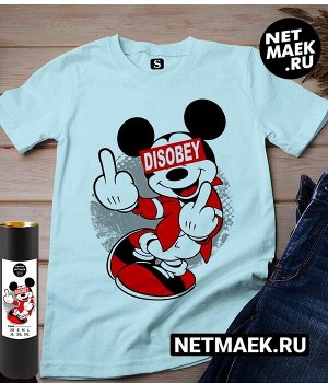 Футболка mickey mouse disobey, цвет голубой