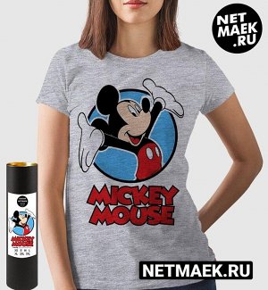 Женская футболка mickey mouse, цвет серый меланж