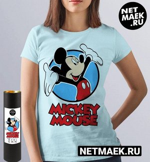 Женская футболка mickey mouse, цвет голубой