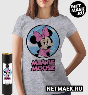 Женская футболка с логотипом minnie mouse, цвет серый меланж