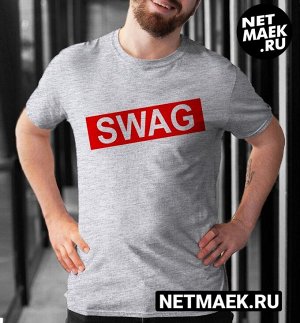 Мужская Футболка с надписью SWAG, цвет серый меланж