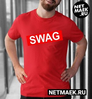 Мужская Футболка с надписью SWAG, цвет красный