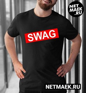 Мужская Футболка с надписью SWAG, цвет черный